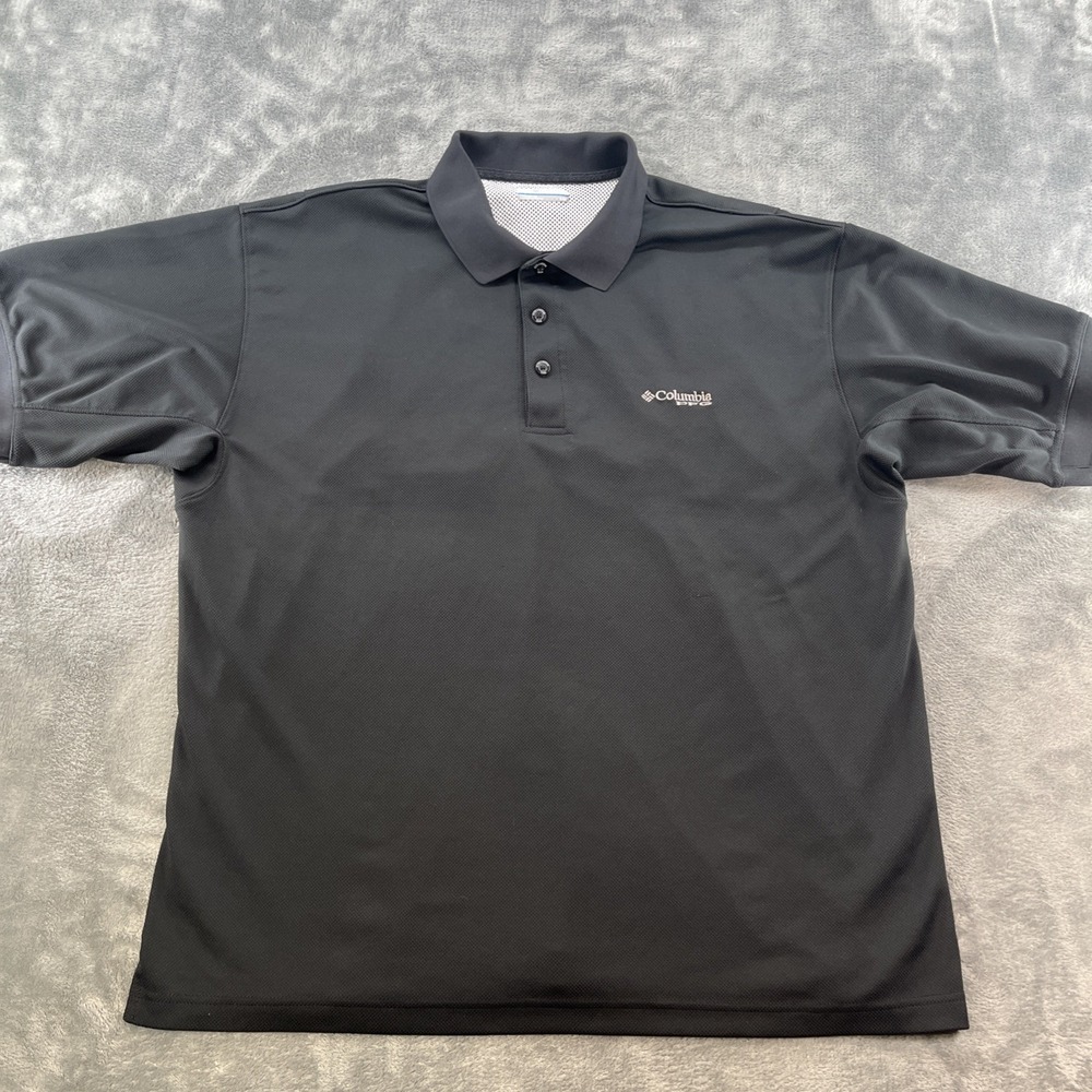 Columbia PFG Omni-Shade Men's Large Black Short Sleeve Polo Shirt Fishing